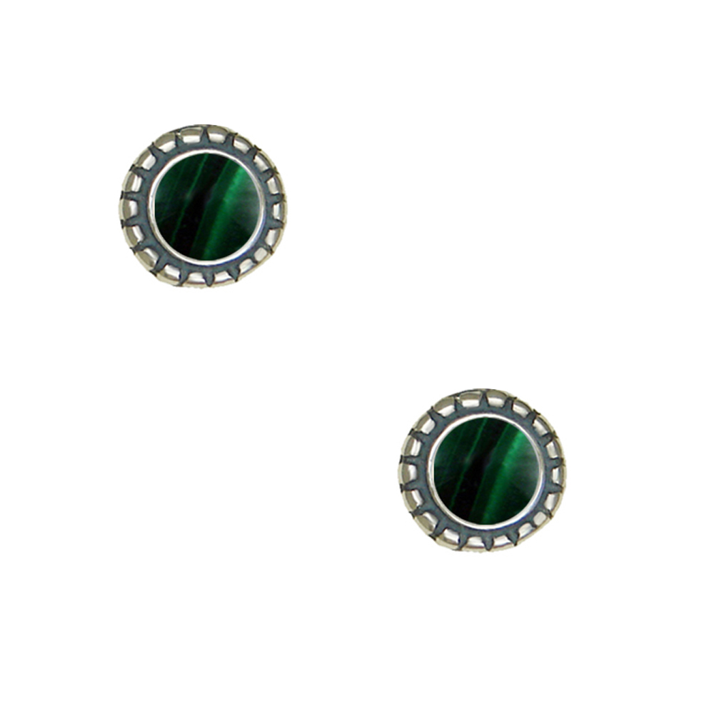 Sterling Silver Little Malachite Post Stud Earrings